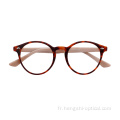 En stock Round Clear Vintage Optical Eyewear Acétate Cadre